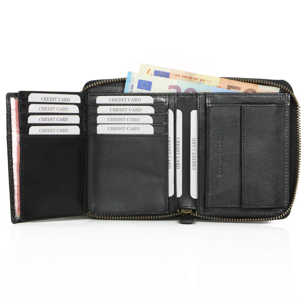 P2H-RV ALMADIH Leder Portemonnaie Schwarz - mit RFID-Schutz